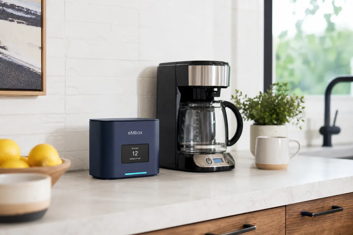 eMbox Kitchen counter — indoor placement in a home
