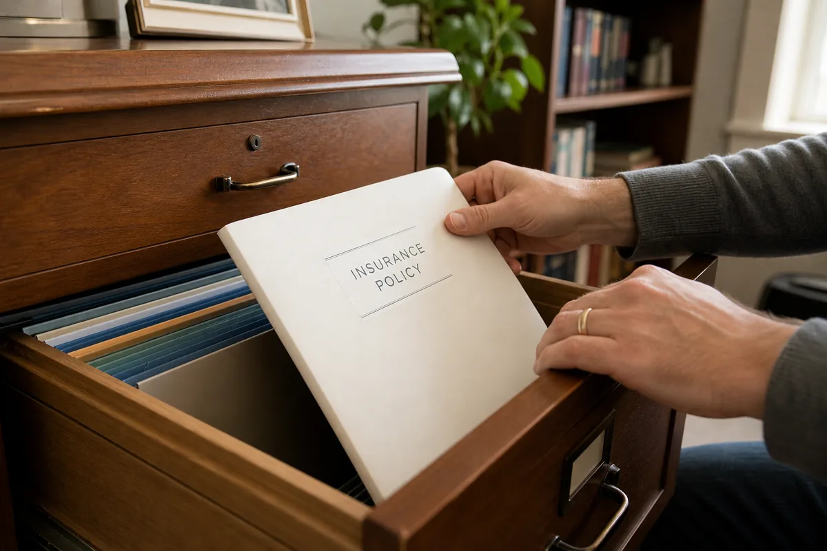 Filing printed insurance policy copy after digital retrieve